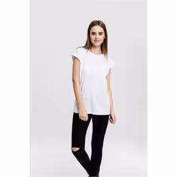 Urban Classics Ladies Extended Shoulder Tee, Tee-shirt, Adulte, Femelle, Blanc, Monochromatique, M