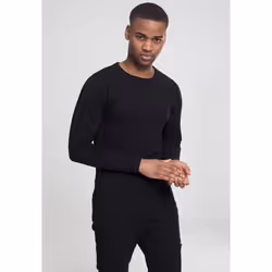 Urban Classics Fitted Stretch L/S, Tee-shirt, Adulte, Mâle, Noir, Monochromatique, M