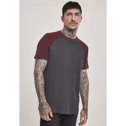 Urban Classics Raglan Contrast Tee, Tee-shirt, Adulte, Mâle, Bordeaux, Gris, XXL, SML