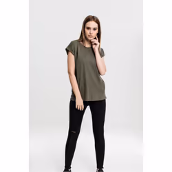 Urban Classics Ladies Extended Shoulder Tee, Tee-shirt, Adulte, Femelle, Olive, M, SML
