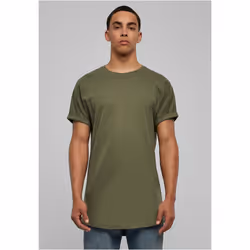 Urban Classics TB1561 Herren T-Shirt Long Shaped Turnup Tee Grün (Olive 176), Small