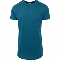 Urban Classics Shaped Long Tee, Tee-shirt, Adulte, Mâle, Bleu, Monochromatique, Extérieure