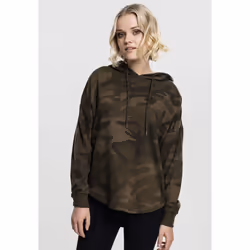 Urban Classics TB1724 Ladies Oversized Camo Hoodie - Camouflage Kapuzenpullover für Damen im angesagten Boxy Cut - Farbe oliv ...