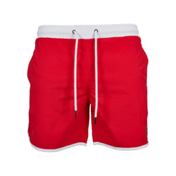 Urban Classics Herren Schwimmshirt Retro Swimshorts, Rot (Firered/White 01314), X-Large Mâle Rouge, Blanc