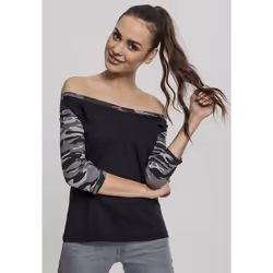 Urban Classics Ladies 3/4 Contrast Raglan Tee, Tee-shirt, Adulte, Femelle, Noir, Kaki, M, SML