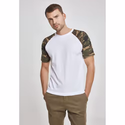 Urban Classics Raglan Contrast Tee, Tee-shirt, Adulte, Mâle, Kaki, Blanc, Monochromatique, M