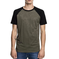 T-shirt Raglan - Urban Classics - Contrast - 100% coton - Manches courtes - Couleur olive/noir