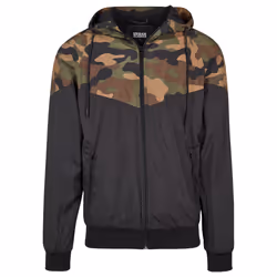 Urban Classics TB2106, Blouson coupe-vent, Mâle, Adulte, Fermeture à glissière, Polyester, Noir, Camouflage