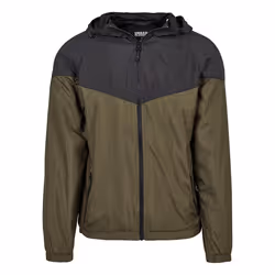Urban Classics TB2107-01338-0046, Veste coupe-vent, Mâle, Adulte, 2 pochettes, Polyester, Noir, Olive