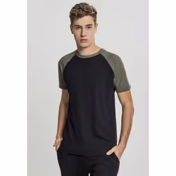 Urban Classics Raglan Contrast Tee, Tee-shirt, Adulte, Mâle, Noir, Olive, XXL, SML