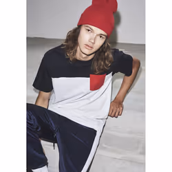 Urban Classics 3-Tone Pocket Tee, Tee-shirt, Adulte, Mâle, Bleu, Rouge, Blanc, L, SML