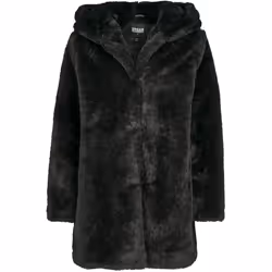 Urban Classics TB2375-00007-0051, Manteau de fourrure, Femelle, Adulte, 2 pochettes, Polyester, Noir