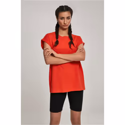 Urban Classics Ladies Extended Shoulder Tee, Tee-shirt, Adulte, Femelle, Rouge, M, SML