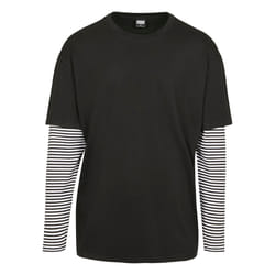 T-shirt manches longues - URBAN CLASSICS - Oversize - Noir/blanc - 100% Coton - Coupe large