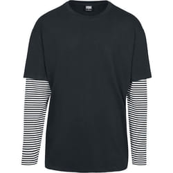 T-shirt manches longues - URBAN CLASSICS - Oversize - Noir/blanc - 100% Coton - Coupe large