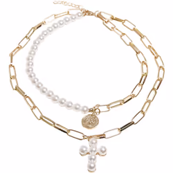 Collier Urban Classics pearl cross layering