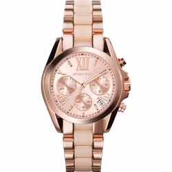 Montre Femme - Michael Kors - Bradshaw Mini MK6066 - Acier or rose - Acétate rose clair - Analogique