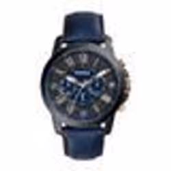 Montre Fossil FS5061 - Montre Bleue Chronographe Homme - Etanche 5 Atm - Quartz - Cuir