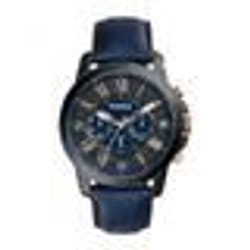 Montre Fossil FS5061 - Montre Bleue Chronographe Homme - Etanche 5 Atm - Quartz - Cuir