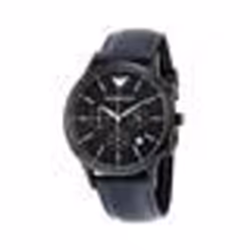ARMANI HOMME BRACELET CUIR NOIR QUARTZ CADRAN BLEU ANALOGIQUE MONTRE AR2481