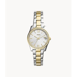 Fossil Scarlette Mini Montre bracelet Femelle Quartz Acier inoxydable Or, Argent