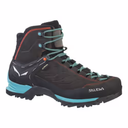 Salewa MTN Trainer Mid GTX, Femelle, Adulte, Noir, Bleu, Bottes d’extérieur, Randonnée, Trekking, Black Magnet/Viridian Green
