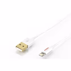 Ednet 31061, 1 m, Lightning, USB A, Argent, Droit, Droit