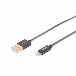 Ednet 31070, 1 m, Lightning, USB A, Noir, Droit, Droit