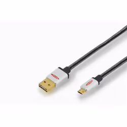 ASSMANN Electronic 84152, 1,8 m, USB A, Micro-USB B, USB 2.0, Mâle/Mâle, Noir, Blanc