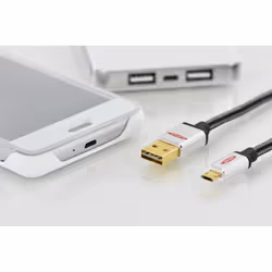 ASSMANN Electronic 84152 câble USB 1,8 m USB 2.0 USB A Micro-USB B Noir, Blanc