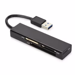 Ednet USB 3.0 MCR, CF, Clé USB (MS), MicroSD (TransFlash), SD, Noir, USB 3.2 Gen 1 (3.1 Gen 1), 90 mm, 24 mm, 13 mm