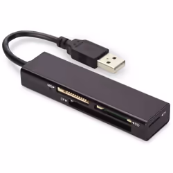 Ednet 85241, CF, Clé USB (MS), MicroSD (TransFlash), MicroSDHC, SD, Noir, 480 Mbit/s, USB 2.0, 90 mm, 24 mm