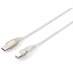 Equip 128652, 5 m, USB A, USB B, USB 2.0, Mâle/Mâle, Argent, Transparent
