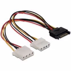 DeLOCK SATA 15pin > 2x 4pin Molex female 20cm, Mâle, Femelle, Multicolore