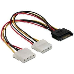 DeLOCK SATA 15pin > 2x 4pin Molex female 20cm