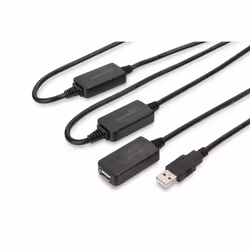 Digitus Câble répéteur USB 2.0 ®, 25 m, 25 m, USB A, USB A, USB 2.0, Mâle/Femelle, Noir