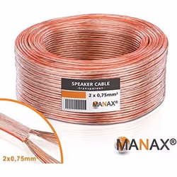 Câble denceinte - MANAX - SC2075 - 2x0.75 mm² CCA - 500m - Transparent