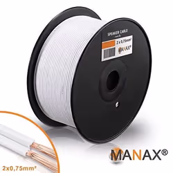 Câble Audio - MANAX - SC2075 - 2x075 mm² - 100m - Blanc