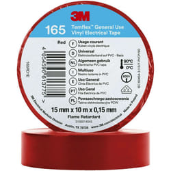 3M - Temflex™ 165 165RD1E Ruban isolant Temflex™ 165 rouge (l x l) 10 m x 15 mm 1 pc(s) S016532