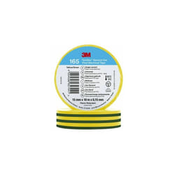 3M - Ruban isolant Temflex 165 en Vinyle Vert, Jaune 10m x 15mm x 0.152mm ( Prix pour 1 )