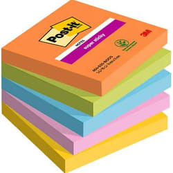 Post-It 7100258933 Carré Bleu, Vert, Orange, Rose, Jaune 90 feuilles Auto-adhésif