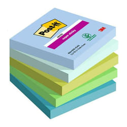 Post-It 654-5SS-OAS Carré Bleu, Vert 90 feuilles Auto-adhésif
