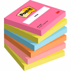 3M 654-6-POP, Carré, Multicolore, Papier, 76 mm, 76 mm, 100 feuilles