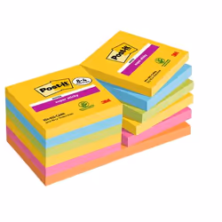 Post-It 7100259227, Carré, Bleu, Vert, Orange, Rose, Jaune, Papier, 76 mm, 76 mm, 90 feuilles