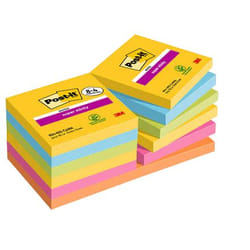 Post-It 7100259227 Carré Bleu, Vert, Orange, Rose, Jaune 90 feuilles Auto-adhésif