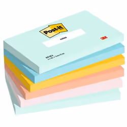 Post-It 655-6-BEA, Rectangle, Bleu, Vert, Orange, Rose, Jaune, Papier, 127 mm, 76 mm, 100 feuilles