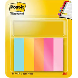 Post-It 7100259442 Rectangle Bleu, Orange, Rose, Jaune 50 feuilles Auto-adhésif