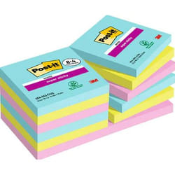 Post-It 7100259229 Carré Bleu, Vert, Rose 90 feuilles Auto-adhésif