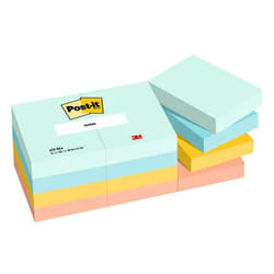 Post-It 653-12-BEA Rectangle Bleu, Orange, Jaune 100 feuilles Auto-adhésif