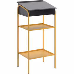 Pupitre d'atelier fixe, avec 2 tablettes fixes en tôle d'acier, l x p x h 500 x 595 x 1225 mm. Produit livré = monté. Profond ...